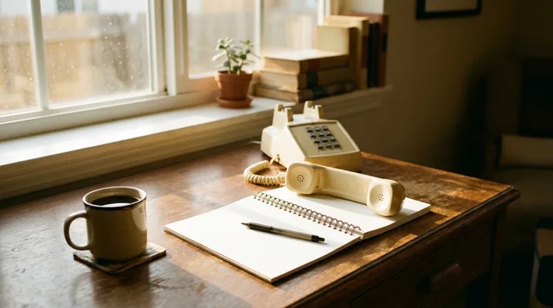 Phone handset off the cradle beside a blank notepad, ready to ask a practice about specialist access