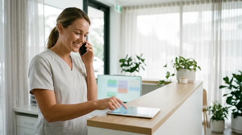 Front desk team at 360 Dental scheduling a same-day emergency dental appointment